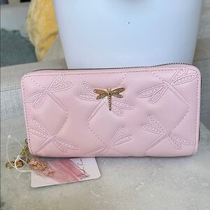 Pink Dragonfly Zip Wallet - Women’s Wallet